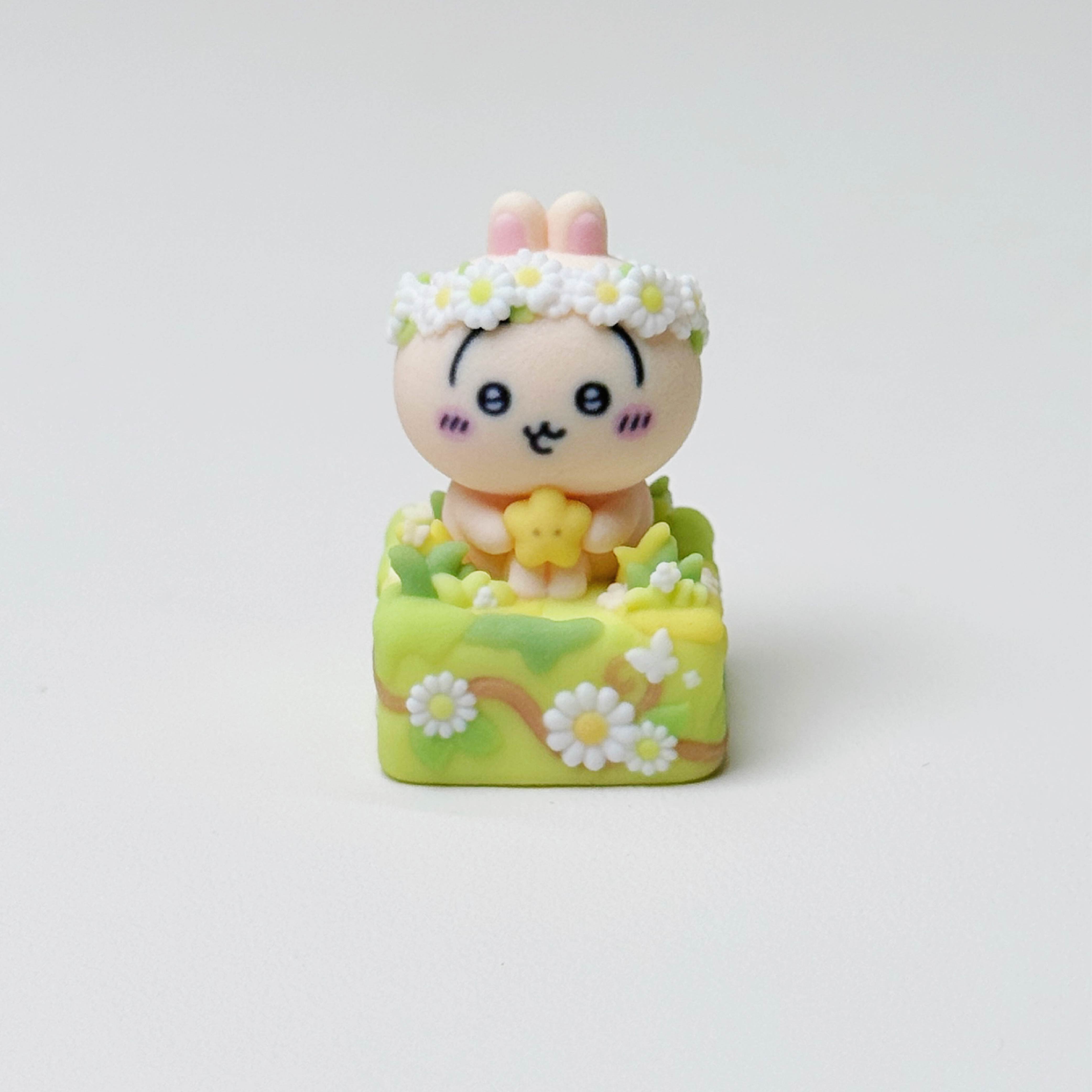 Flower Meadow Chiikawa Artisan Keycap Set | Cute Garden Animal Keycaps | Full-Color 3D Printed | Cherry MX Compatible