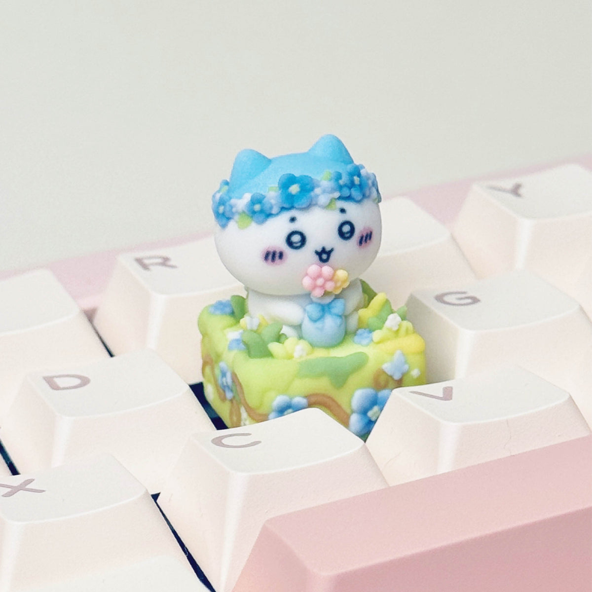 Flower Meadow Chiikawa Artisan Keycap Set | Cute Garden Animal Keycaps | Full-Color 3D Printed | Cherry MX Compatible