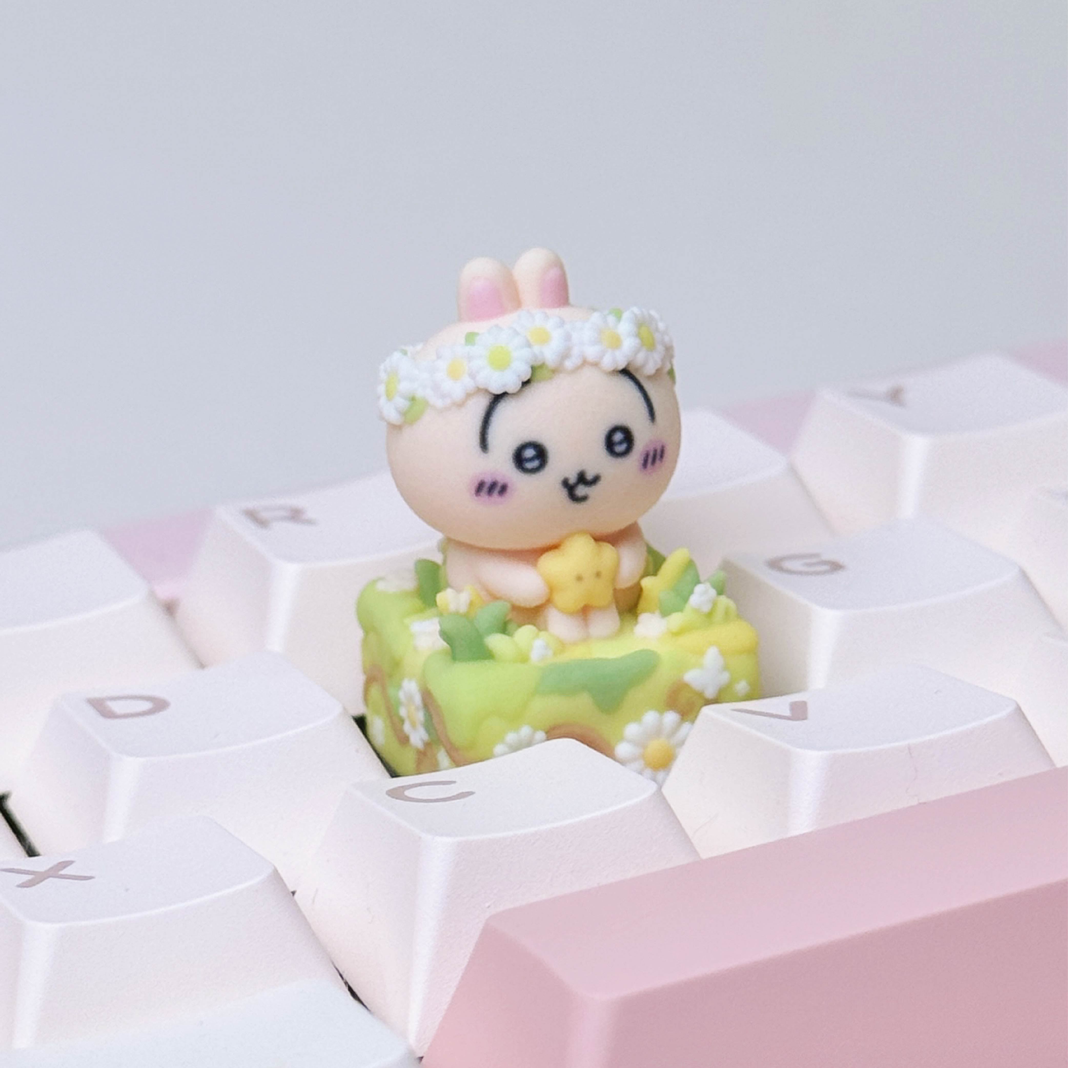 Flower Meadow Chiikawa Artisan Keycap Set | Cute Garden Animal Keycaps | Full-Color 3D Printed | Cherry MX Compatible