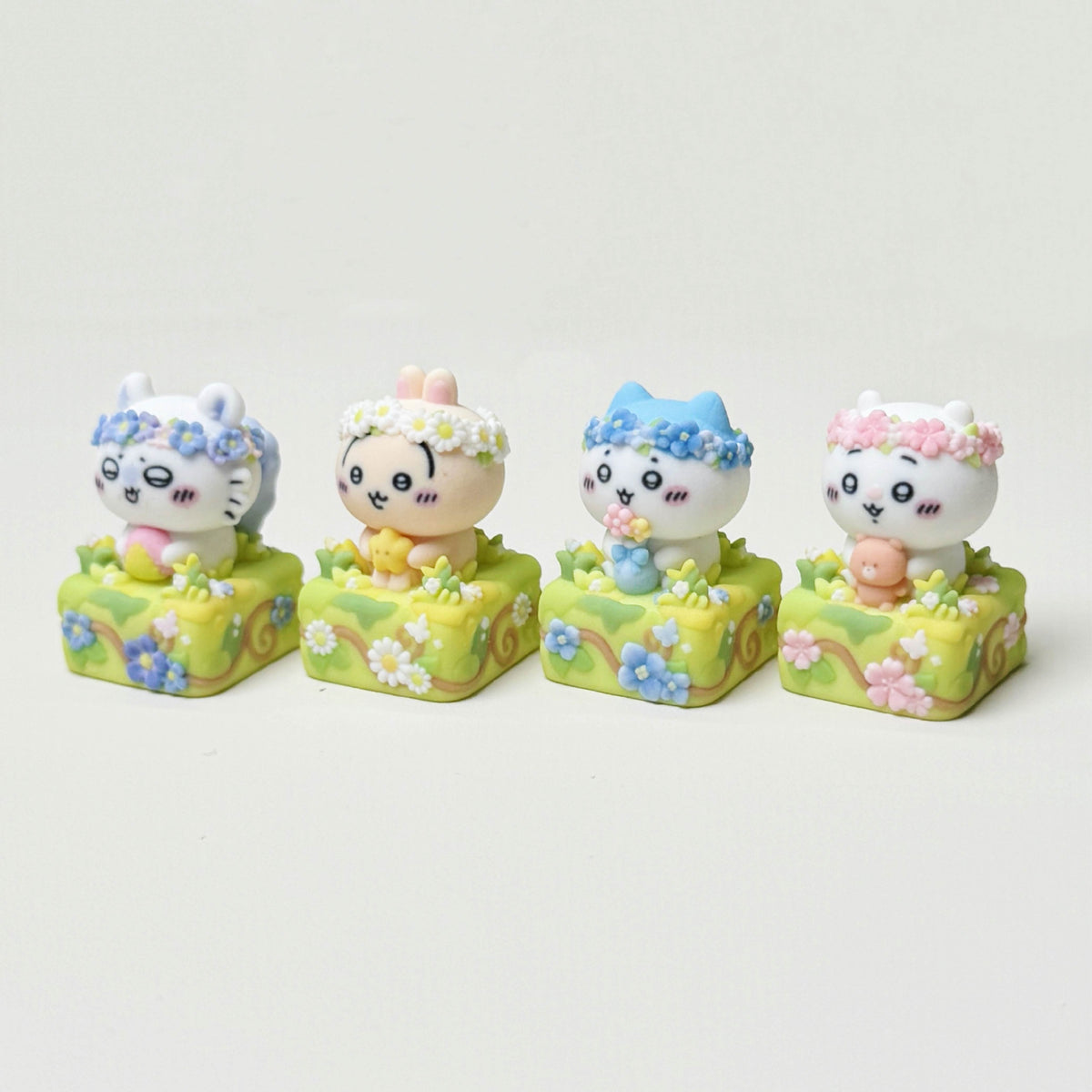 Flower Meadow Chiikawa Artisan Keycap Set | Cute Garden Animal Keycaps | Full-Color 3D Printed | Cherry MX Compatible