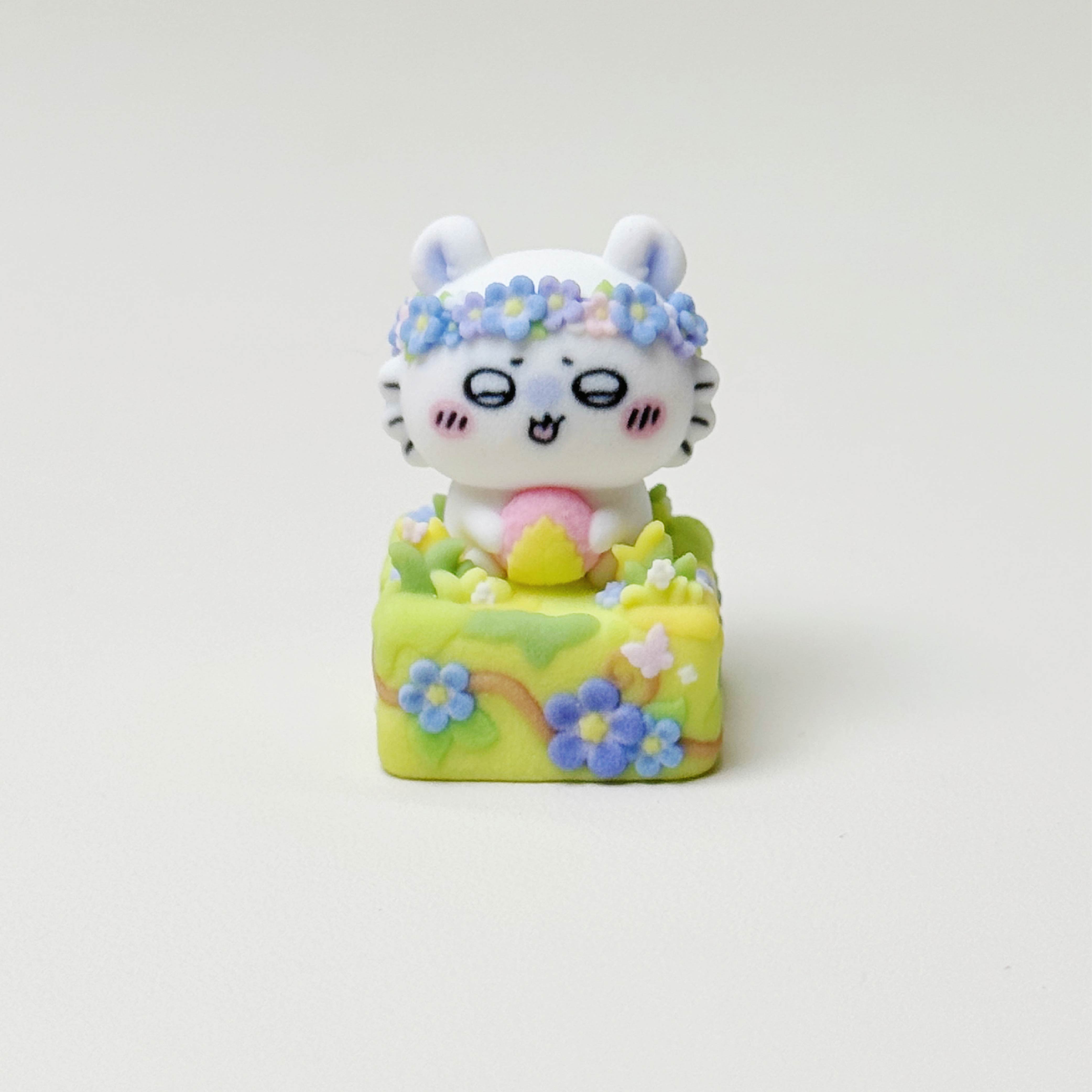 Flower Meadow Chiikawa Artisan Keycap Set | Cute Garden Animal Keycaps | Full-Color 3D Printed | Cherry MX Compatible