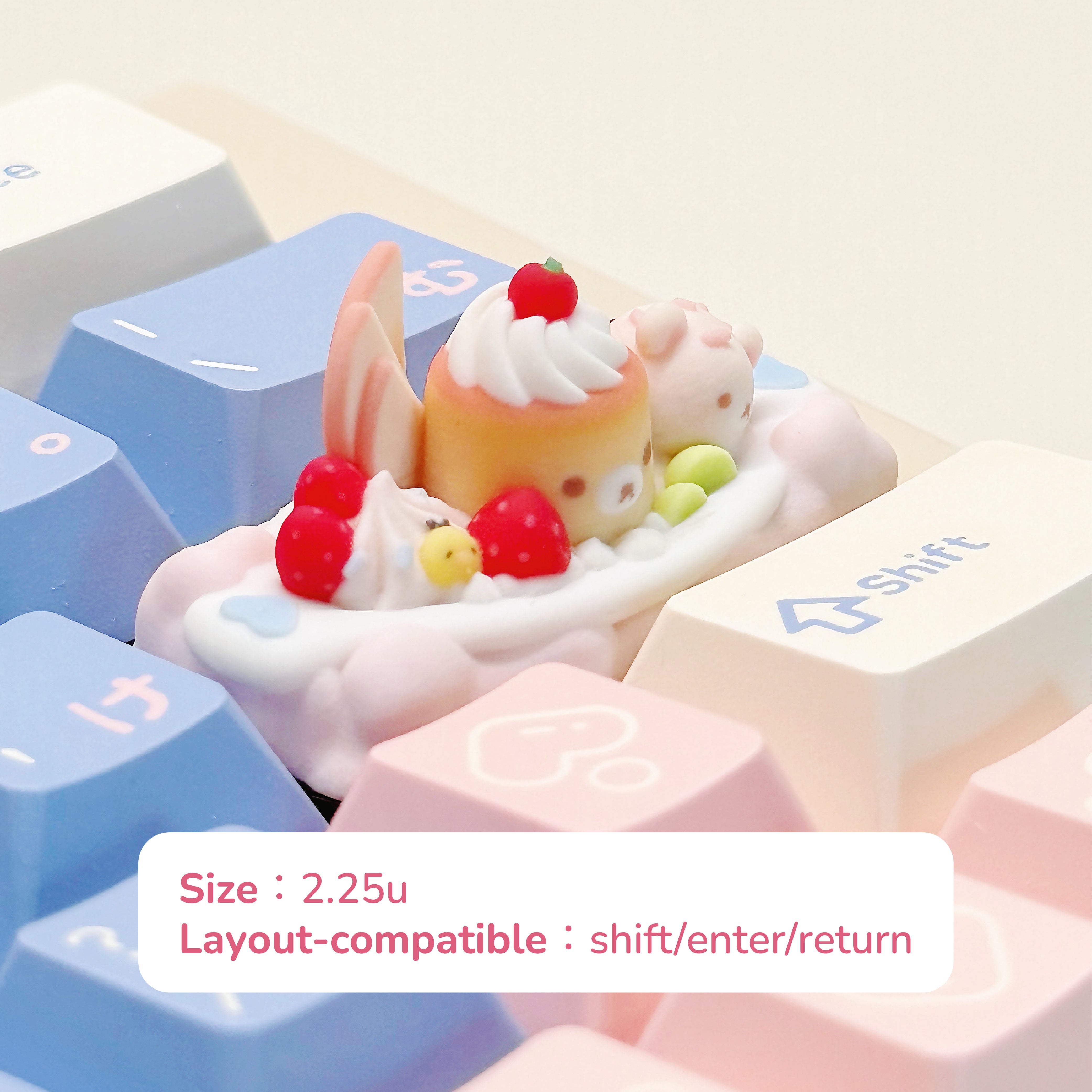 strawberry_pudding_boat_cream_bear_keycap_on_keyboard