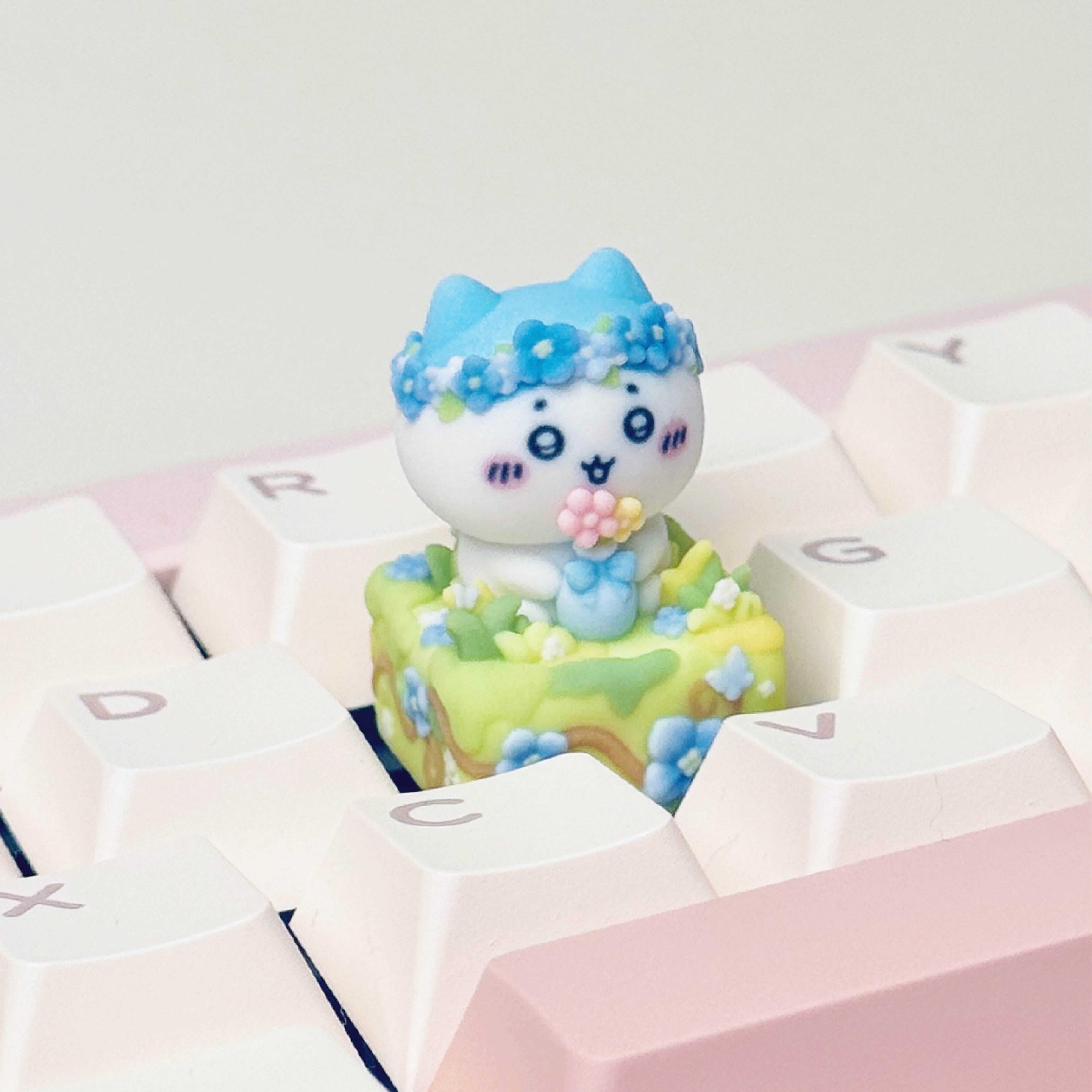 Flower Meadow Chiikawa Artisan Keycap Set | Cute Garden Animal Keycaps | Full-Color 3D Printed | Cherry MX Compatible