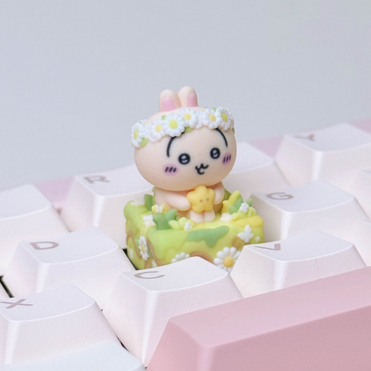 Flower Meadow Chiikawa Artisan Keycap Set | Cute Garden Animal Keycaps | Full-Color 3D Printed | Cherry MX Compatible