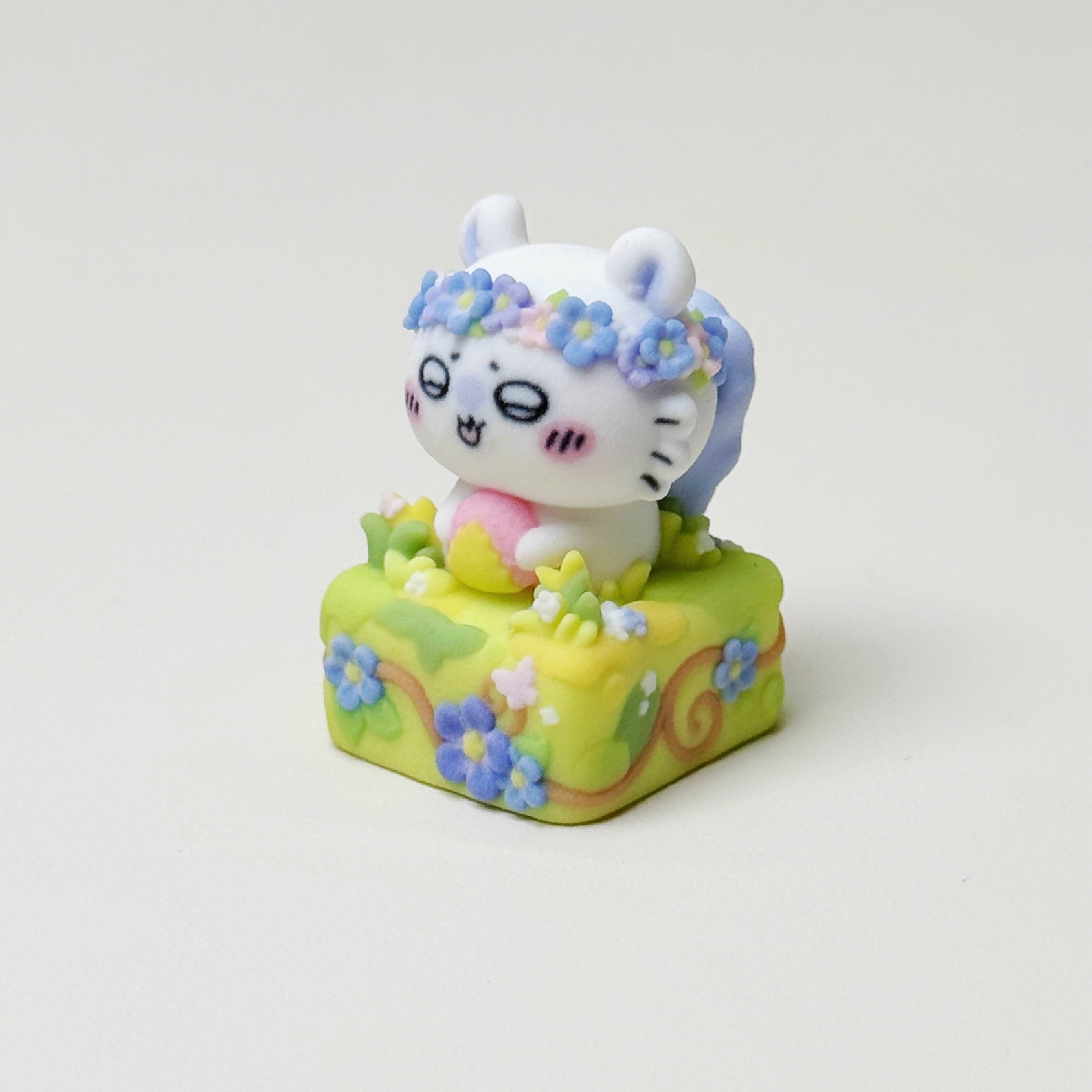 Flower Meadow Chiikawa Artisan Keycap Set | Cute Garden Animal Keycaps | Full-Color 3D Printed | Cherry MX Compatible