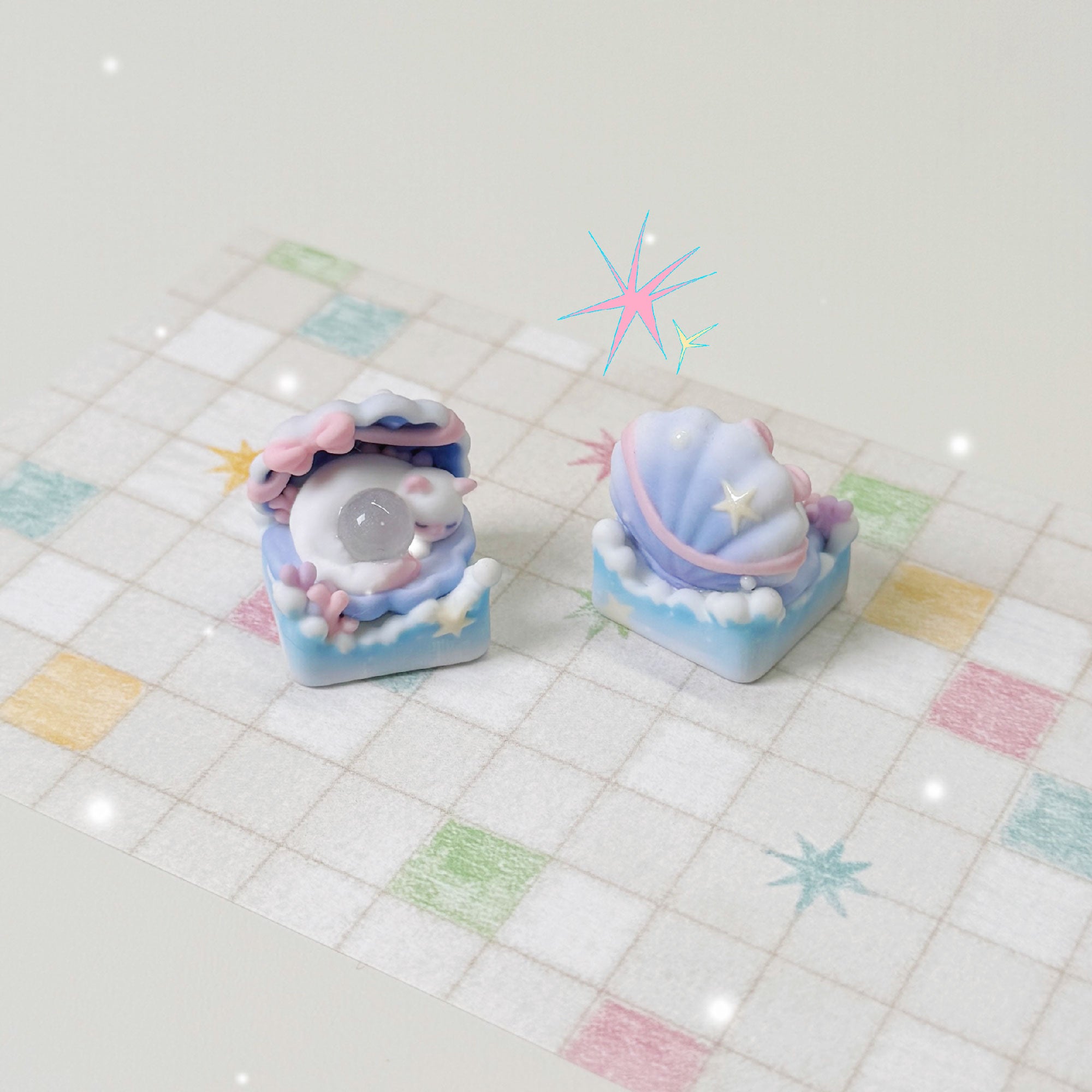 Ocean Magic Cat Series Artisan Keycaps - One-Piece Hand-Painted Maritime Set | Oai Studio