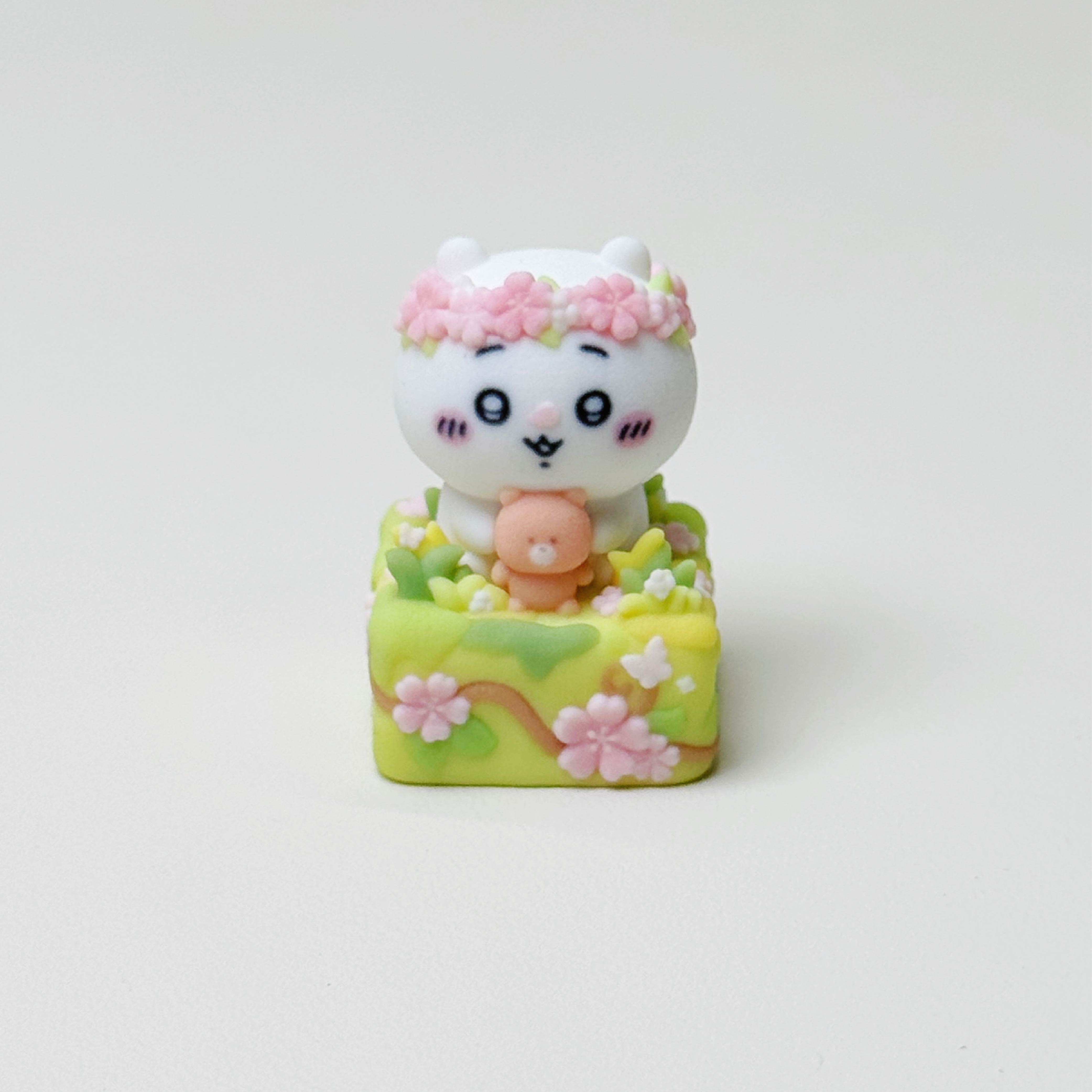 Flower Meadow Chiikawa Artisan Keycap Set | Cute Garden Animal Keycaps | Full-Color 3D Printed | Cherry MX Compatible