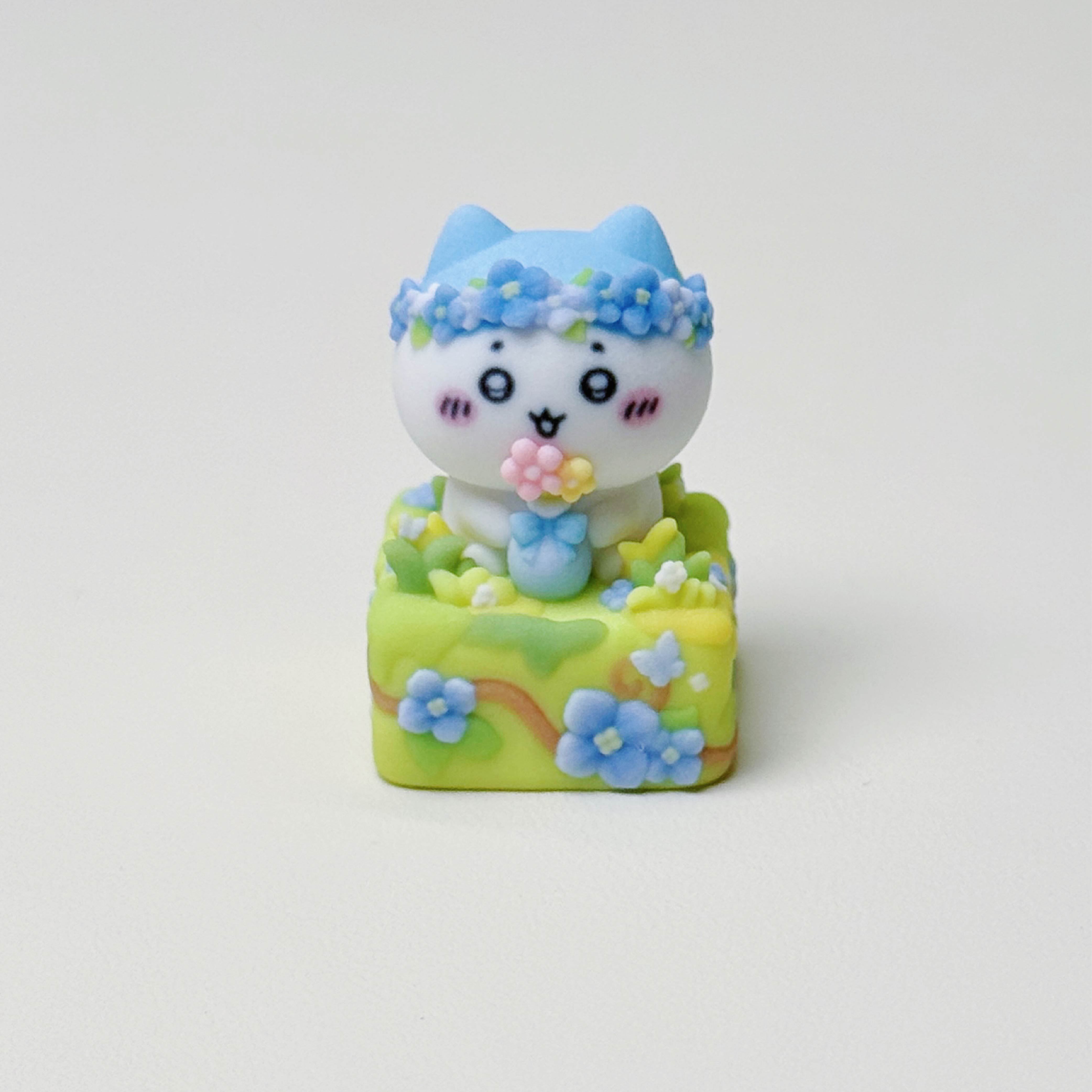 Flower Meadow Chiikawa Artisan Keycap Set | Cute Garden Animal Keycaps | Full-Color 3D Printed | Cherry MX Compatible