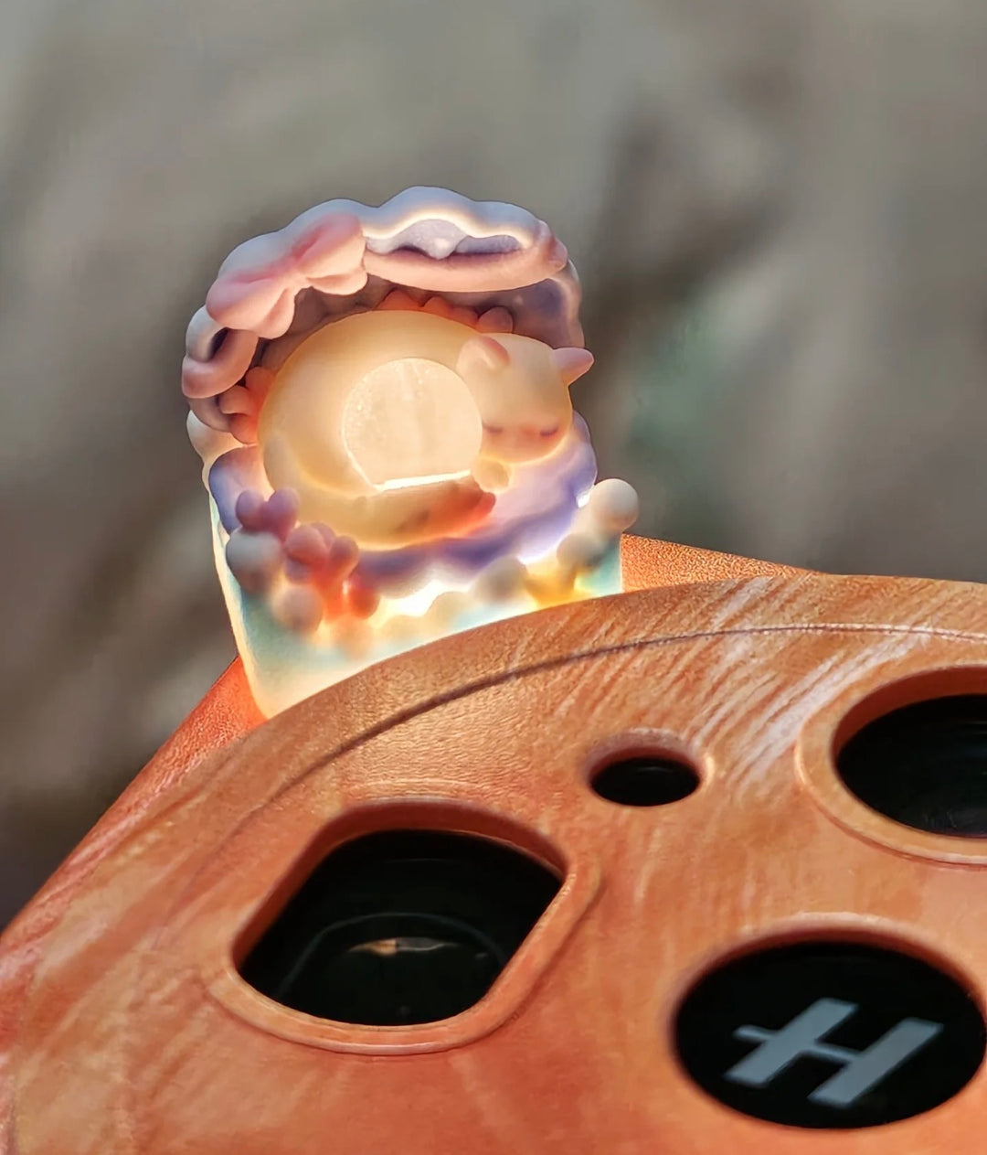 Ocean Magic Cat Artisan Keycap | Hand-Painted Resin Keycap | Aesthetic Desk Accessory on a real customer desk — photo 2