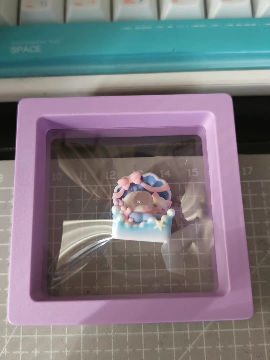 Ocean Magic Cat Artisan Keycap | Hand-Painted Resin Keycap | Aesthetic Desk Accessory on a real customer desk — photo 5