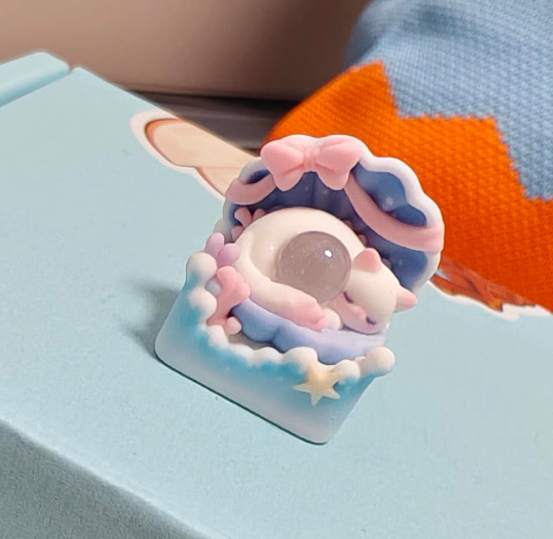 Ocean Magic Cat Artisan Keycap | Hand-Painted Resin Keycap | Aesthetic Desk Accessory on a real customer desk — photo 6
