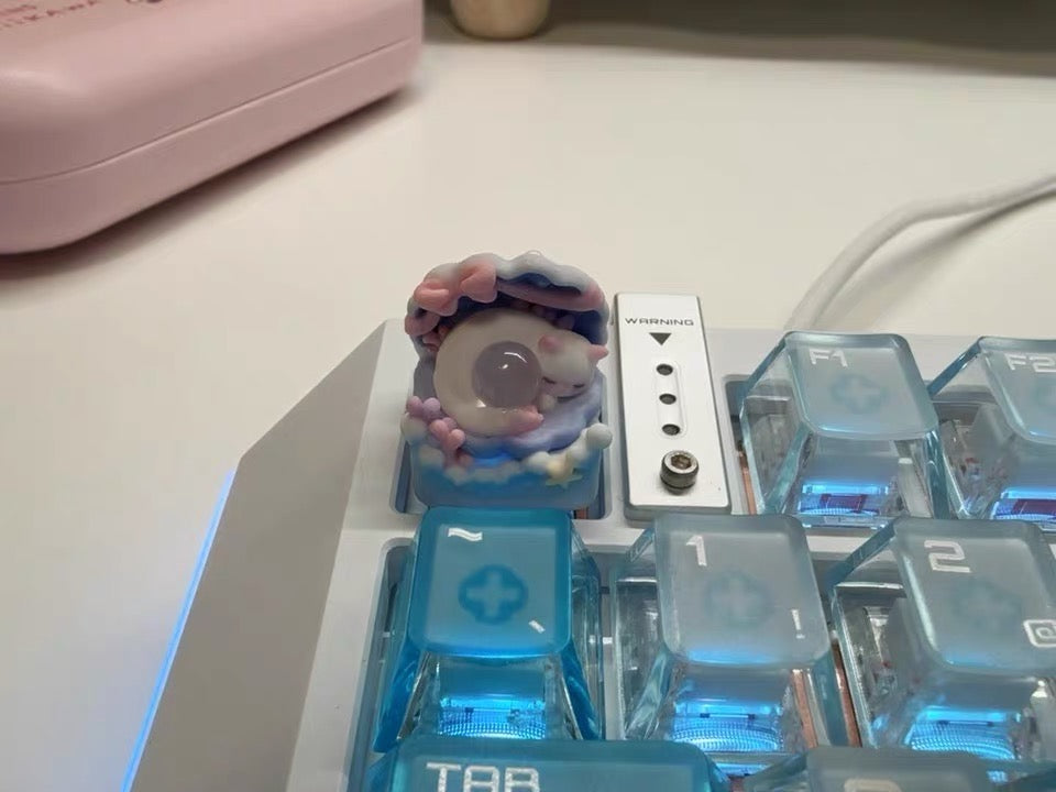 Ocean Magic Cat Artisan Keycap | Hand-Painted Resin Keycap | Aesthetic Desk Accessory on a real customer desk — photo 10