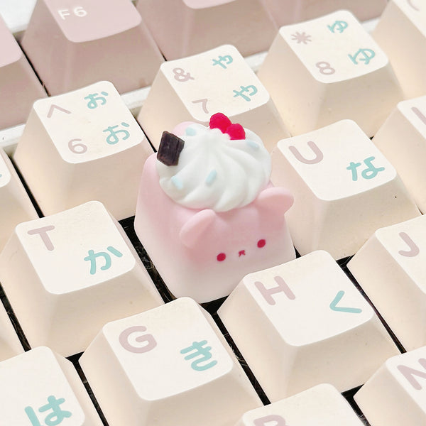 Chocolate Raspberry Creamy Bear Series Artisan Keycaps - Collectible Kawaii Bear Set | Oai Studio