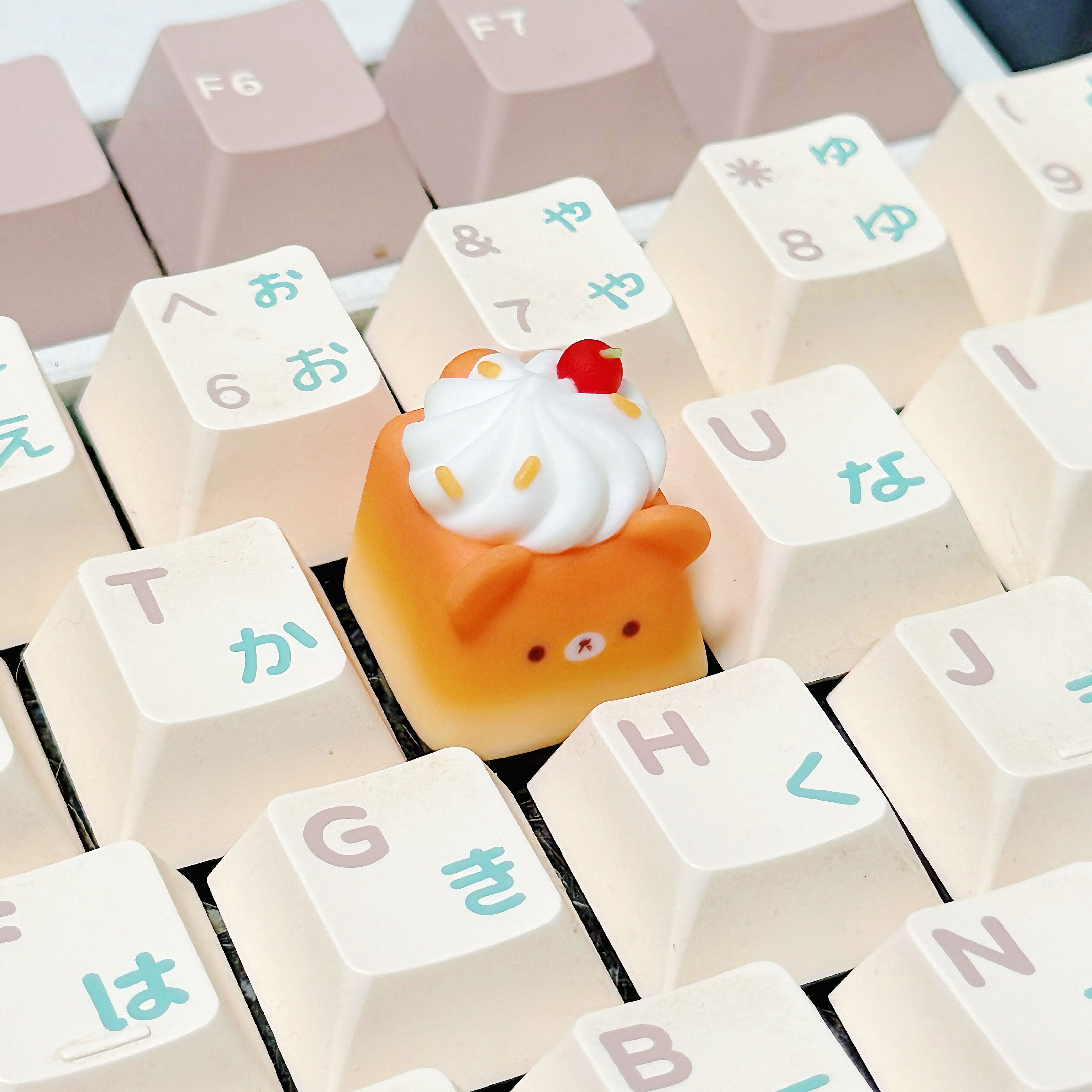 Toast Cream Bear Artisan Keycap | Kawaii Resin Keycap | Cute